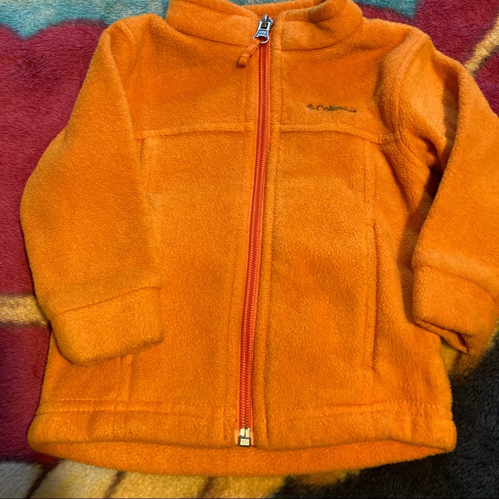 Columbia Orange Fleece Jacket for Boy, Size 6-12 months. Used.